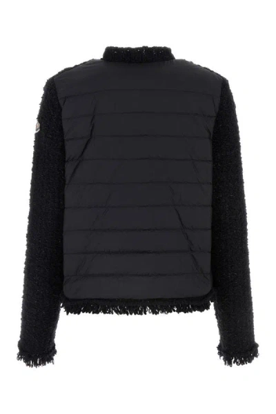 Shop Moncler Woman Black Tweed Cardigan