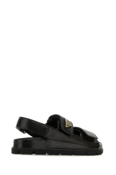 Shop Prada Woman Black Nappa Leather Sandals