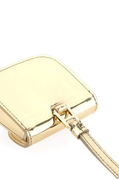 Shop Prada Woman Gold Leather Air Pods Case