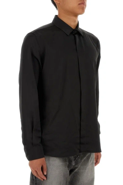 Shop Saint Laurent Man Black Satin Shirt
