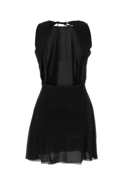 Shop Saint Laurent Woman Black Crepe Mini Dress