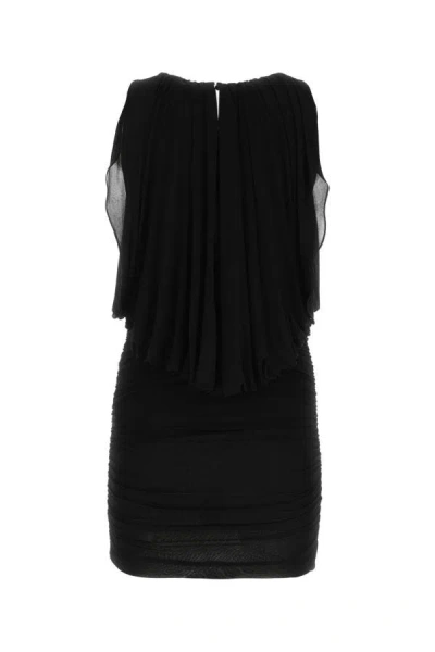 Shop Saint Laurent Woman Black Cupro Mini Dress