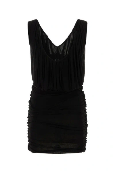 Shop Saint Laurent Woman Black Cupro Mini Dress