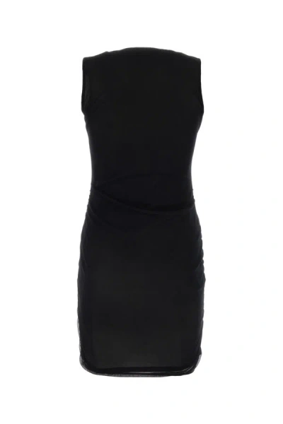 Shop Saint Laurent Woman Black Nylon Mini Dress
