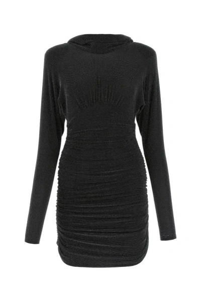 Shop Saint Laurent Woman Black Nylon Blend Mini Dress