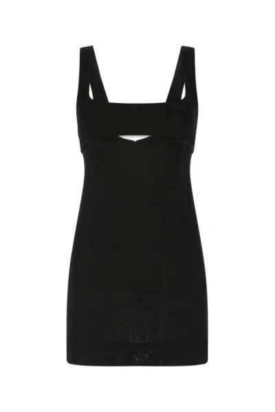 Shop Saint Laurent Woman Black Viscose Blend Mini Dress