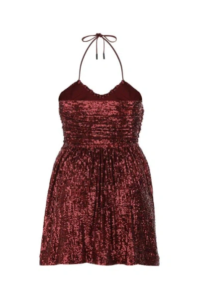 Shop Saint Laurent Woman Burgundy Stretch Nylon Mini Dress In Red
