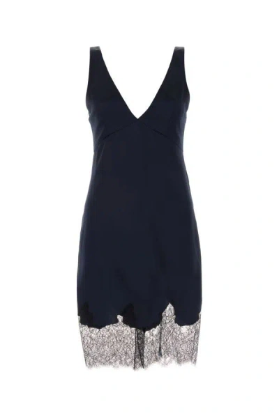 Shop Saint Laurent Woman Midnight Blue Satin Mini Dress