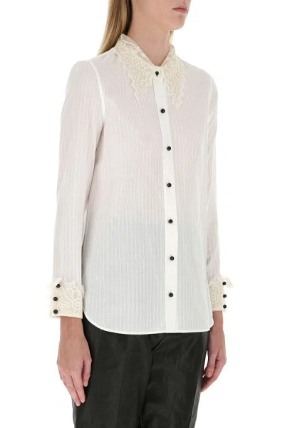 Shop Saint Laurent Woman White Cotton Blend Shirt