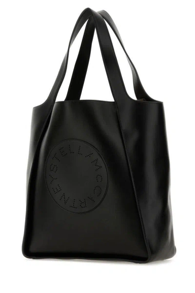 Shop Stella Mccartney Woman Black Alter Mat Stella Logo Shopping Bag