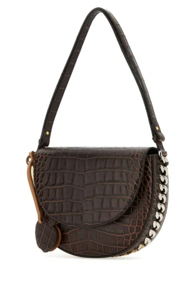 Shop Stella Mccartney Woman Chocolate Synthetic Leather Medium Frayme Shoulder Bag In Brown