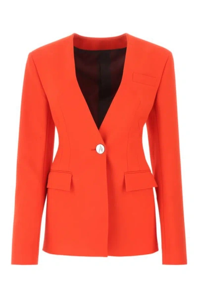 Shop Attico The  Woman Coral Stretch Polyester Blend Louise Blazer In Red