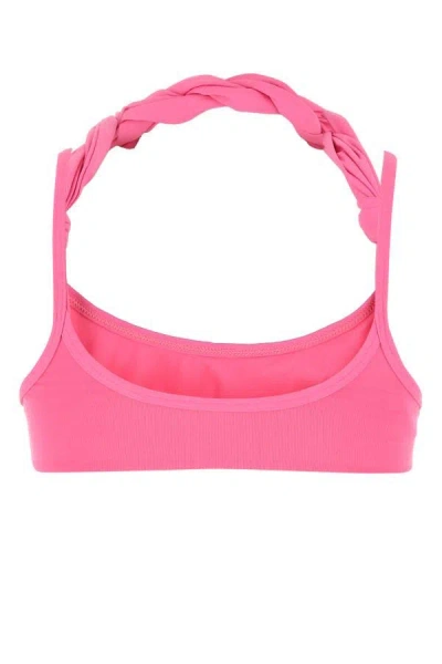 Shop Attico The  Woman Dark Pink Stretch Nylon Bikini Top