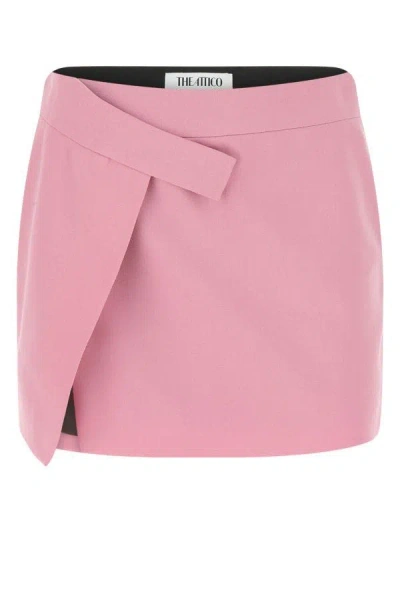 Shop Attico The  Woman Pink Stretch Wool Cloe Mini Skirt