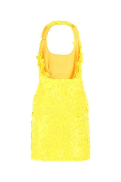 Shop Attico The  Woman Yellow Sequins Allium Mini Dress