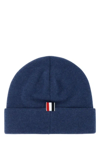 Shop Thom Browne Man Air Force Blue Wool Beanie Hat