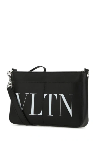 Shop Valentino Garavani Man Black Leather Vltn Crossbody Bag