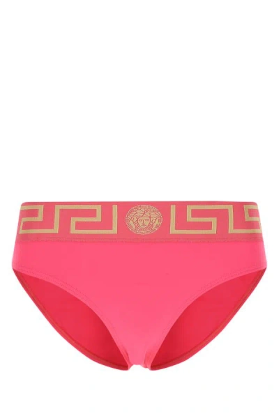 Shop Versace Woman Fuchsia Stretch Nylon Swimming Brief In Pink