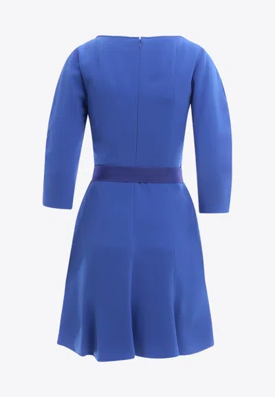 Shop Stella Mccartney Belted Flared Mini Dress In Blue