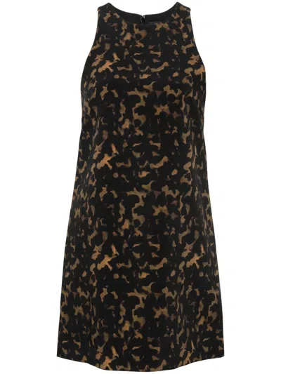 Theory Tortoiseshell Print Mini Dress In Dkh Dark Brown Multi