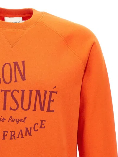 Shop Maison Kitsuné Logo Print Sweatshirt In Orange