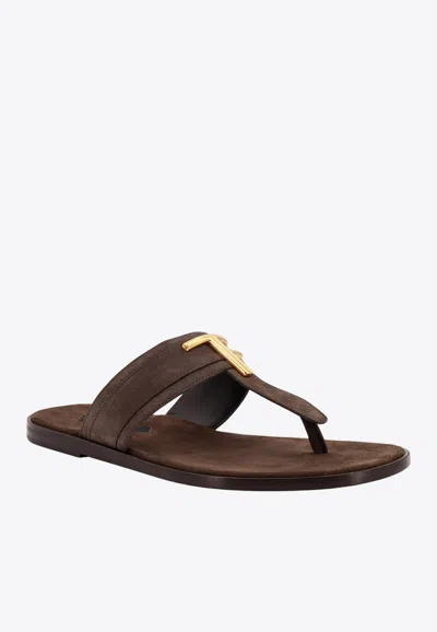 Shop Tom Ford Brighton Suede Sandals In Brown