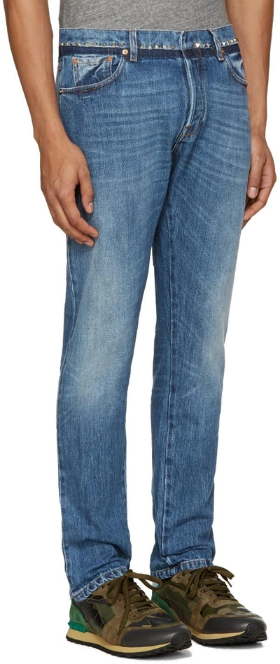 Shop Valentino Indigo Studded Jeans