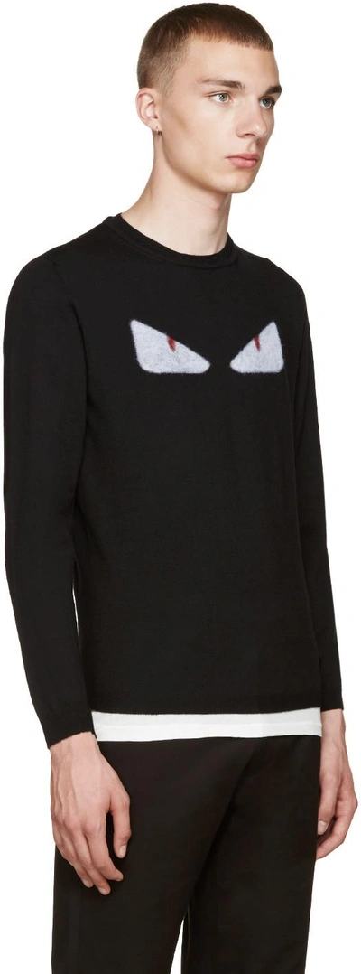 Shop Fendi Black Monster Eyes Sweater