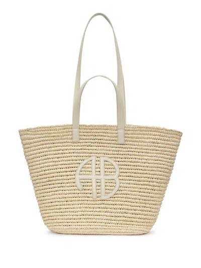 Shop Anine Bing Palermo Tote - Ivory Bags In Multicolour