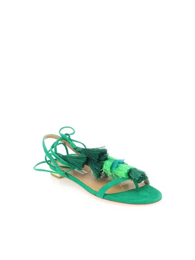 Shop Aquazzura Sandals In Rich Emerald