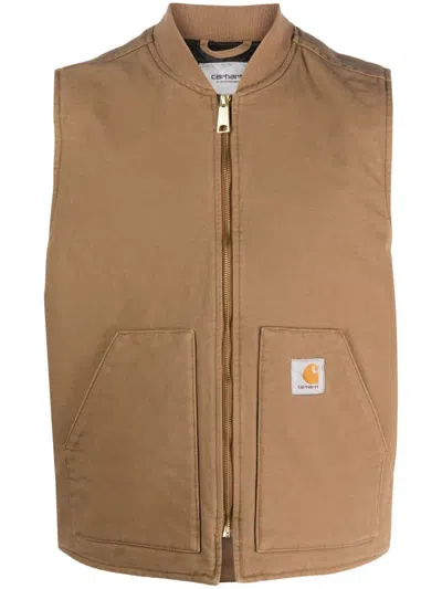 Shop Carhartt Wip Classic Vest `dearborn` Canvas Clothing In Hz02 Hamilton Brown