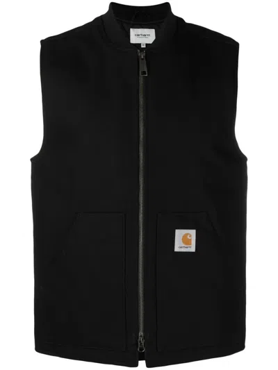 Shop Carhartt Wip Vest `dearborn` Canvas Clothing In 8901 Black