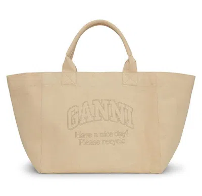 Shop Ganni Shopper Xxl Bags In White