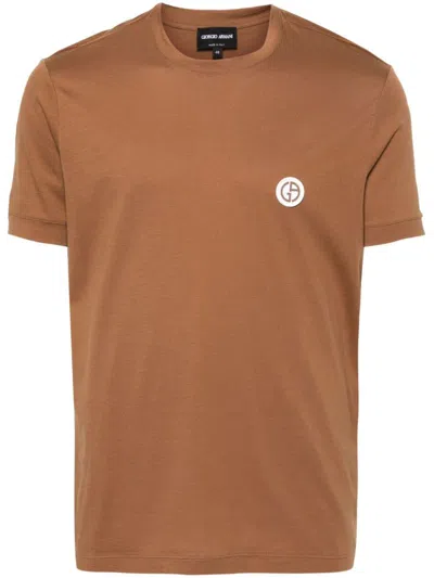 Shop Giorgio Armani Jersey T-shirt Clothing In Brown