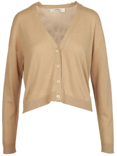 Shop Jucca Knitted Cardigan Clothing In Nude & Neutrals