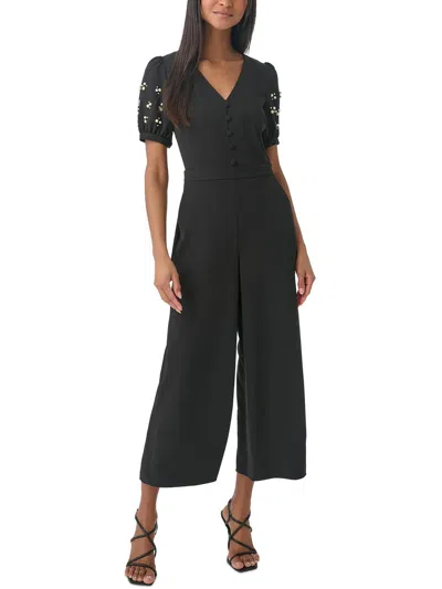 Shop Karl Lagerfeld Womens Embellished Scuba Jumpsuit In Black