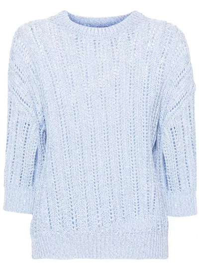 Shop Peserico Sequin Detail Sweater In Blue