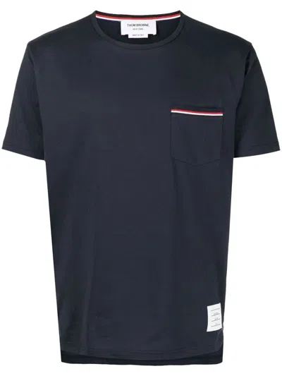 Shop Thom Browne T-shirt With Pocket Clothing In Blue