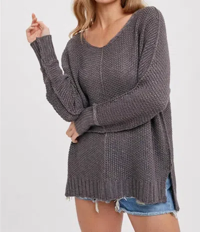 Shop Bluivy Reverse Seam Loose Fit Sweater In Slate In Grey