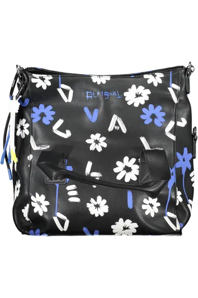 Shop Desigual Chic Contrasting Detail Handbag With Women's Pockets In Black