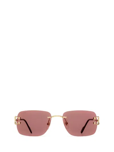 Shop Cartier Sunglasses In Gold