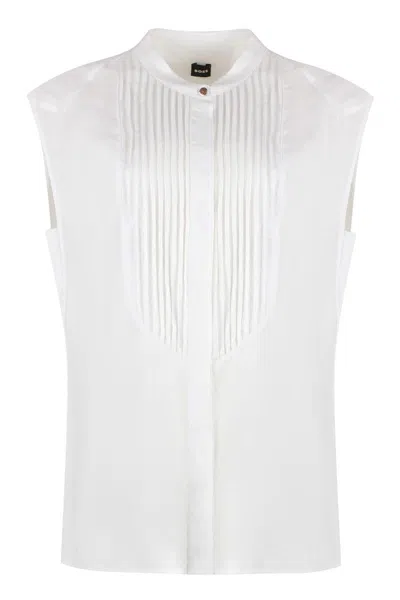 Shop Hugo Boss Boss Jersey Blouse In White