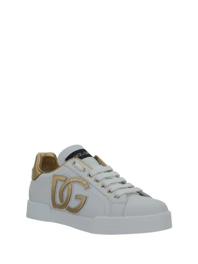 Shop Dolce & Gabbana Sneakers In Bianco/oro