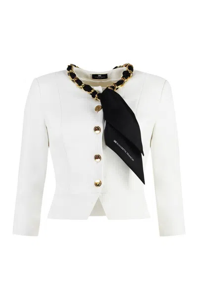 Shop Elisabetta Franchi Crêpe De Chine Jacket In White
