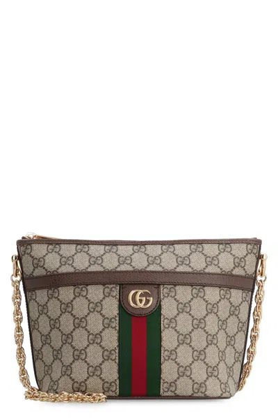 Shop Gucci Ophidia Mini Fabric Shoulder Bag In Beige