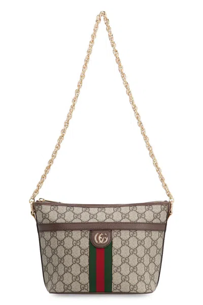 Shop Gucci Ophidia Mini Fabric Shoulder Bag In Beige