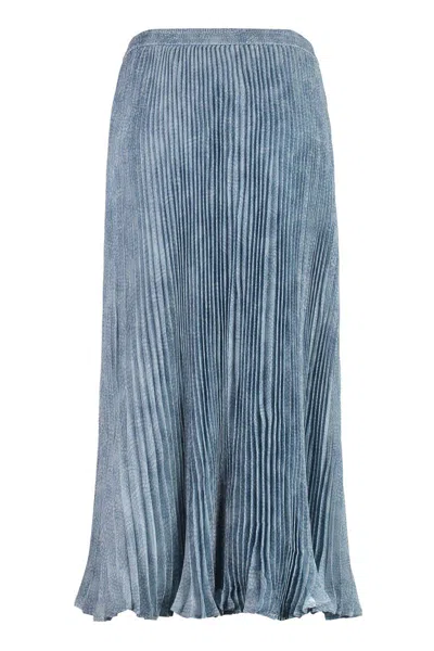 Shop Michael Kors Pleated Midi Skirt In Blue