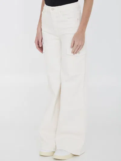 Shop Mother The Undercover Cargo Sneak Jeans In Ivory