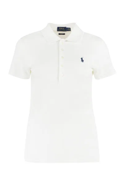 Shop Polo Ralph Lauren Stretch Cotton Piqué Polo Shirt In White