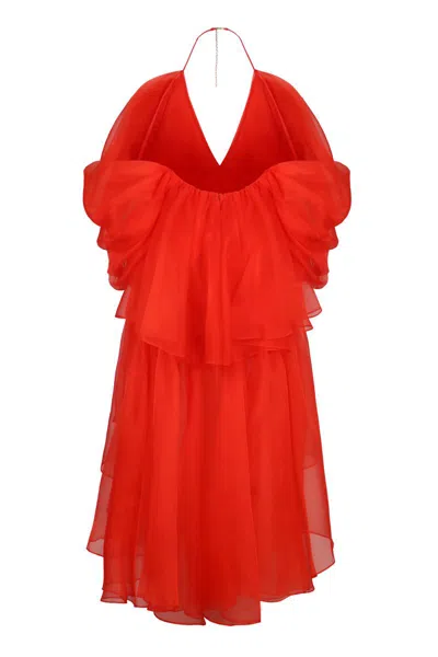 Shop Zimmermann Natura Silk Mini Dress In Red